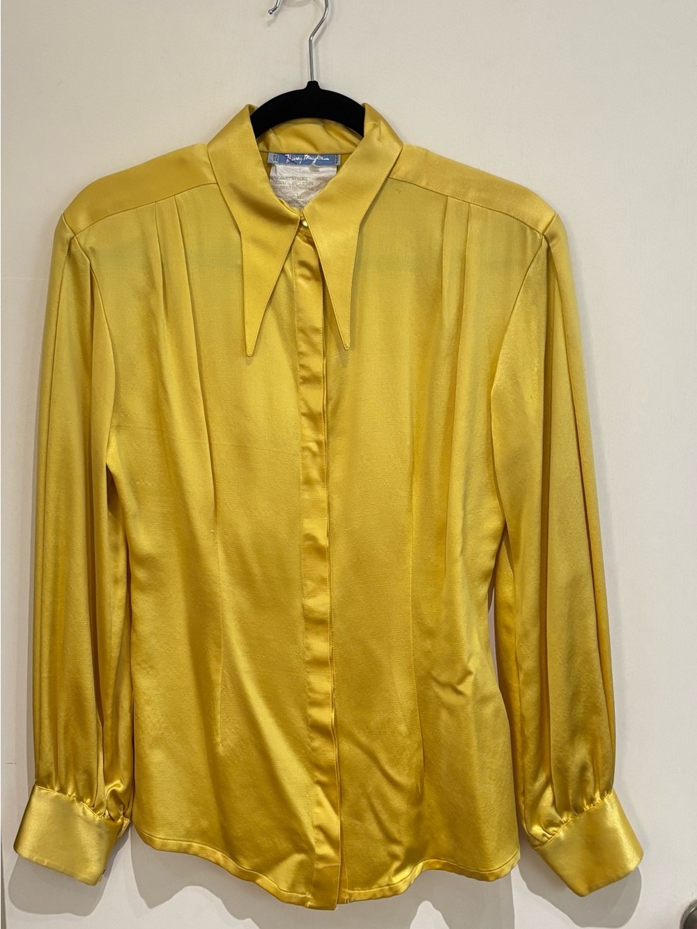 Thierry Mugler Golden Yellow Satin Button-Down Shirt